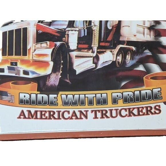 Patriotic All American Outfitters Tin Sign Ride with Pride American Truckers NEW - Picture 2 of 4